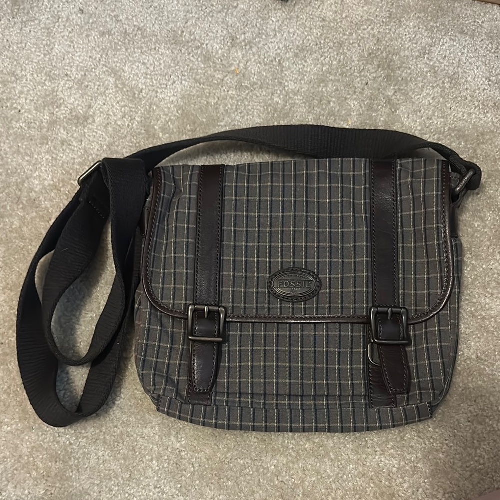 Fossil Gray and Brown Messenger Bag